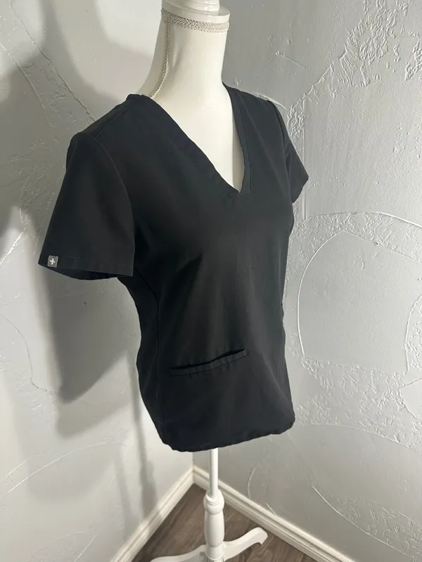 Figs Black V-Neck Scrub Top - Image 4