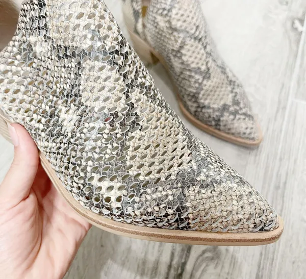 Sher Perforated Snakeskin Booties - Image 3