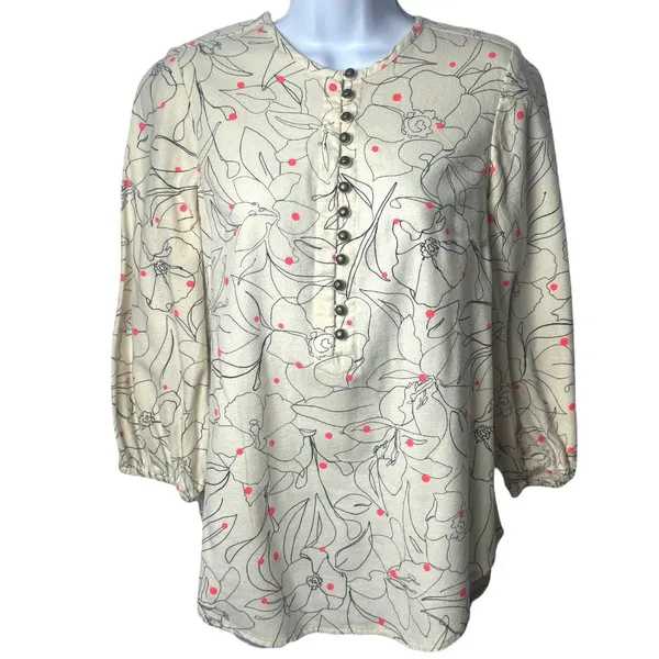 Anthropologie Maeve Bethesda Lily Flannel Button Blouse Cottagecore Whimsical‎ S - Image 2