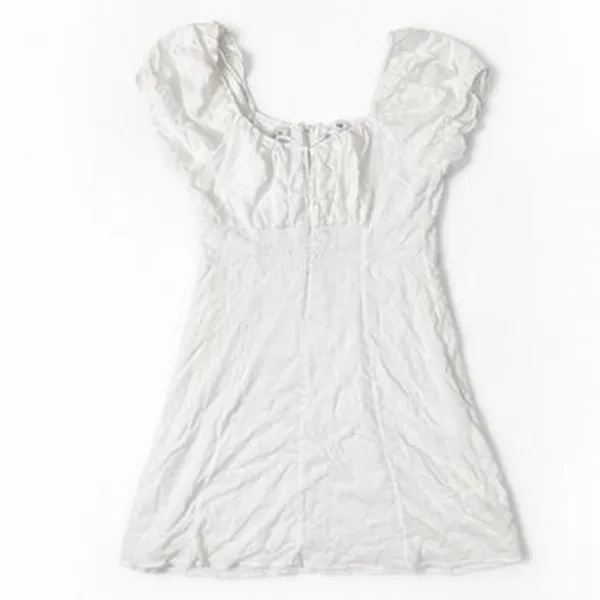 LA Hearts White Puff Sleeve Milkmaid Mini Dress Coquette Cottagecore XL - Image 2