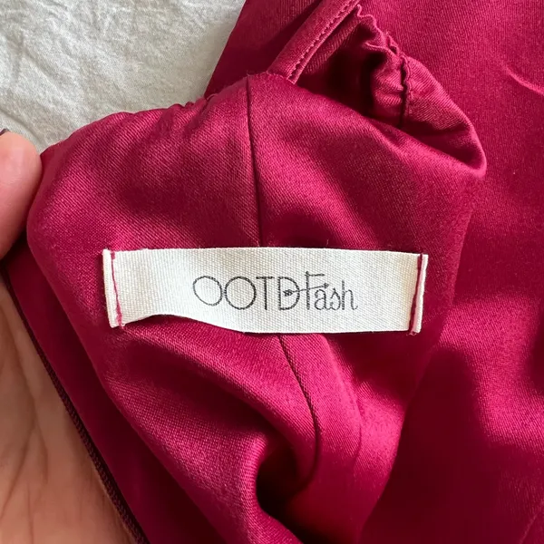 OOTDFash Burgundy Satin Dress Size Medium‎ - Image 2