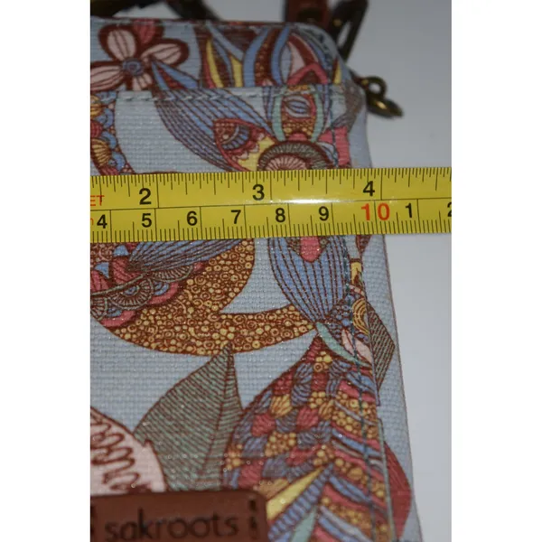 Sakroots Artist Circle Crossbody/Wallet Women Small‎ Blue/Owl Floral Print Boho - Image 10