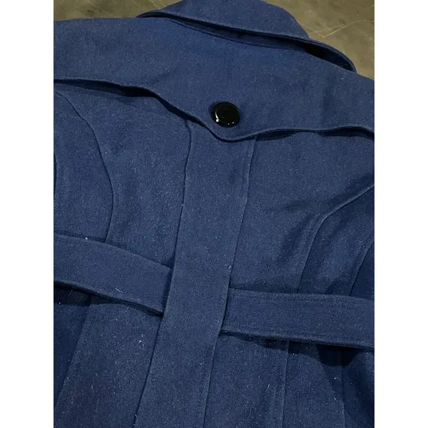 Worthington Royal Blue Double-Breasted‎ Trench Coat Elegant Outerwear D-13 - Image 5