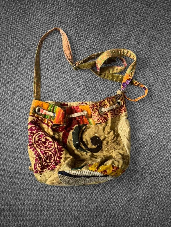 World Market Multicolor Patchwork Drawstring Shoulder Bag - Image 5
