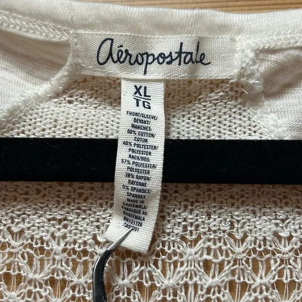 Y2K Aeropostale White Henley Sheer Crochet Shirt Top Boho Cowgirl Cottage Fairy - Image 7