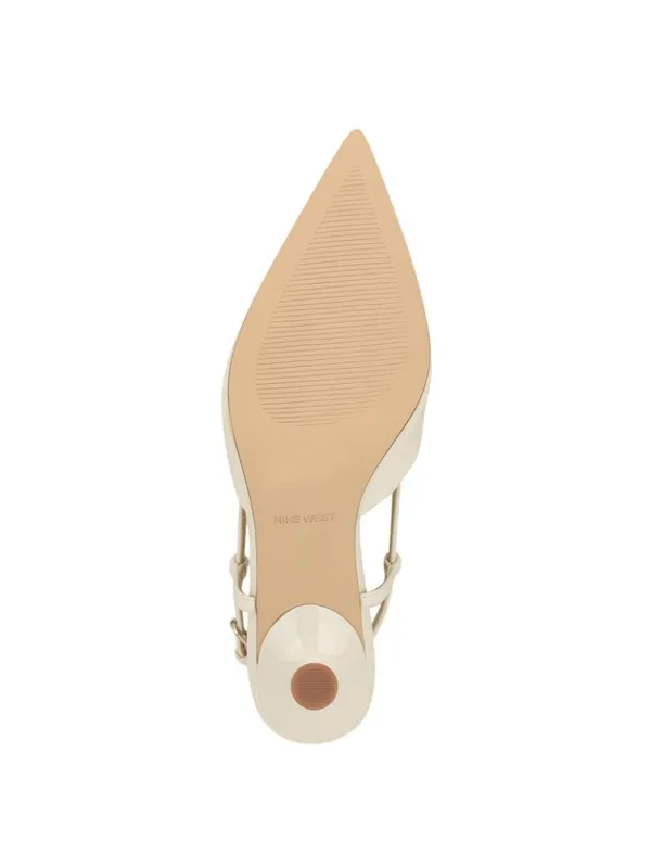 NWT Nine West Women’s Rhonda3 Kitten Heel Slingback Pumps Ivory Off White 6.5M - Image 4