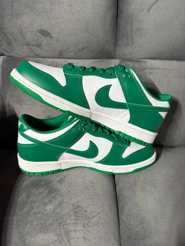Nike Dunk Low (GS) White Malachite 6.5 Unisex Kids Leather Sneaker FB9109-114 - Image 3