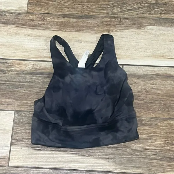 Lululemon Women's Black Tie-Dye Sports Bra Size 4 Standard Reversible High Neck - Image 5