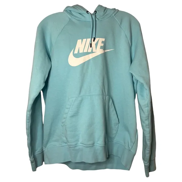 Nike Light Blue‎ Pullover Hoodie Unisex Medium Classic Swoosh Logo Cozycore - Image 2