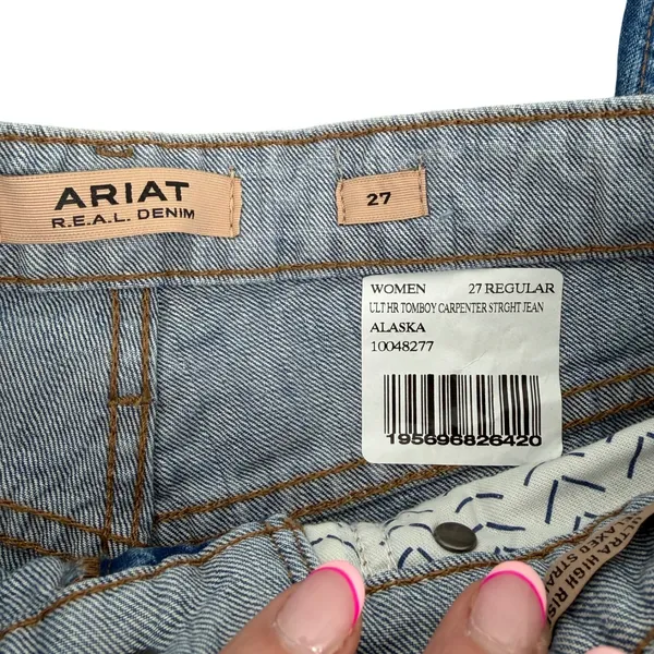 Ariat Tomboy Straight Jeans Women 27 R Blue NWT Distressed Carpenter Alaska - Image 6