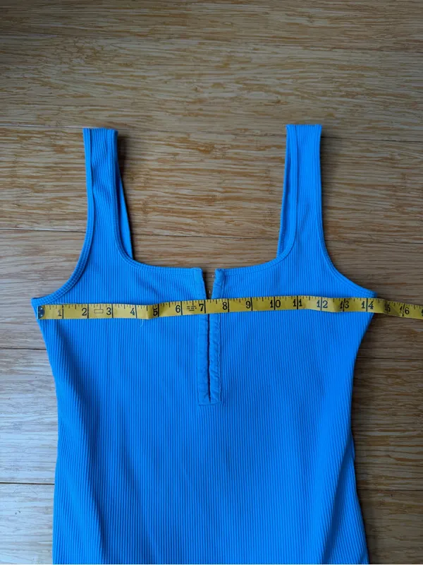 Abercrombie Soft A&F Blue Ribbed Hook & Eye Bodysuit M - Image 4