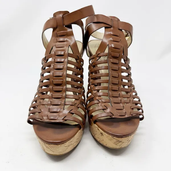 Guess Mabbel Brown Woven Wedge Sandals Size 8.5 - Image 4