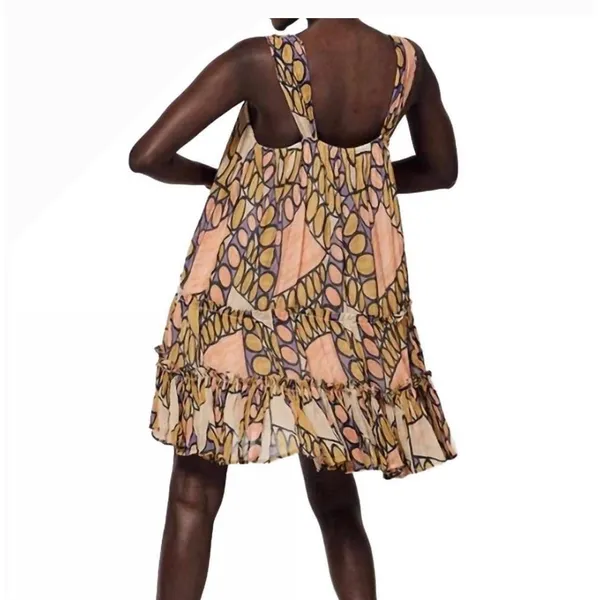New Cleobella Isobel Mini Dress‎ Saguaro Print Orange Yellow XS CM24SU102104SGAR - Image 2
