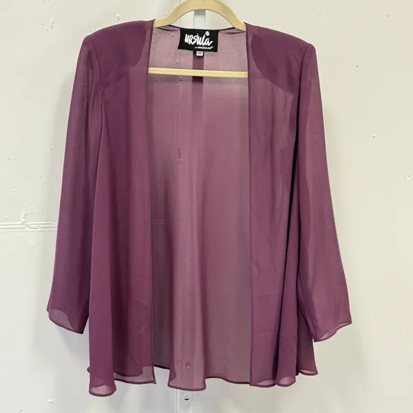 Ursula of‎ Switzerland Plum Purple 2 Piece Dress & Jacket Set Studded Tiered 10P - Image 5