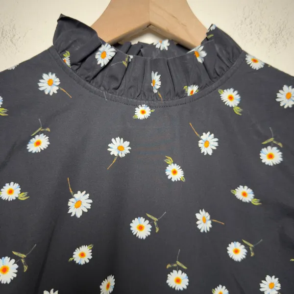 Alice + Olivia Women Cotton Henrietta Daisy Blouse Black Ruffle Bell Sleeve - Image 11