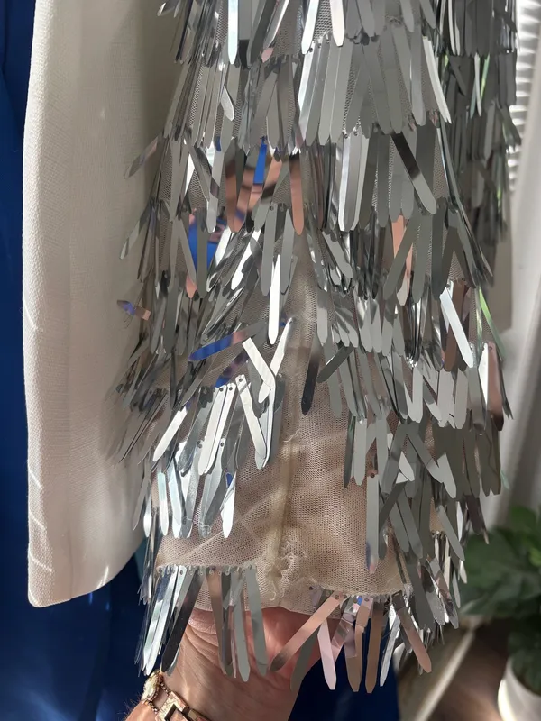 White Fox Boutique Sequin Dress Silver - Image 7