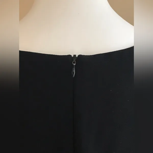 J. Taylor NY Black Sleeveless V Neck Midi Bodycon Business Dress Sz. 14 - Image 4