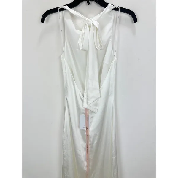 Lulus Concetta Ivory Satin Lace Halter Maxi Dress Wedding Bridal Small NWT - Image 11