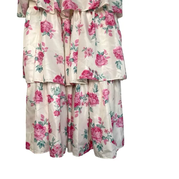 LoveShackFancy x Target Elise Floral Tiered Midi Dress Limited XS Pink White - Image 5