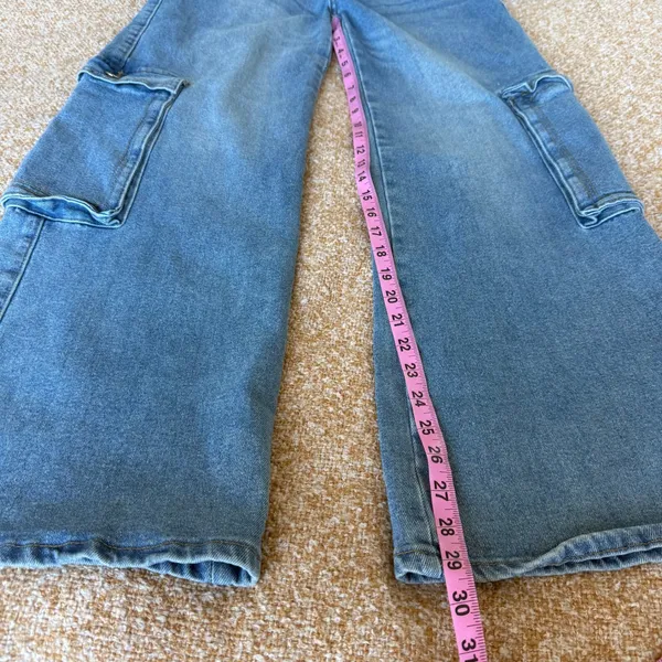 Edikted‎ Womens Wide Leg Cargo Jeans Blue Medium Wash High Rise Utility Size S - Image 8
