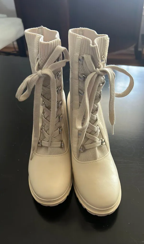 JustFab Shandee Knit Combat Boots - Image 5