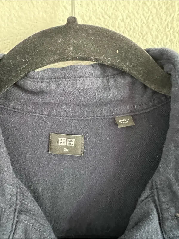 Uniqlo Women's Button Down Shirt Long Sleeve Navy Blue Cotton Long Sleeve - Image 2