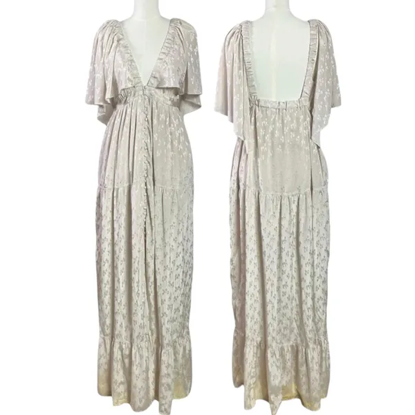 Free People Dainty Ethereal Fairy Cha Cha Maxi Dress in Ivory Cream Size Medium - Image 8