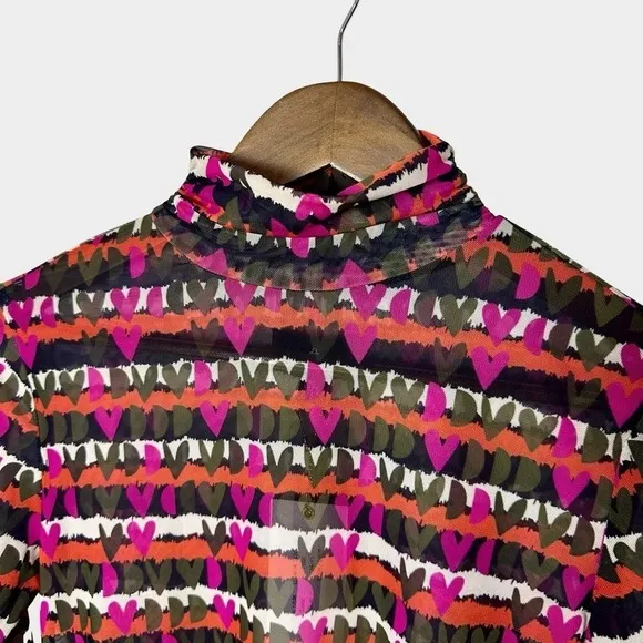 Emily Lovelock‎ MIRI Mesh Tulle Tee Pink XS Heart Print Y2K Valentines Day NWT - Image 5