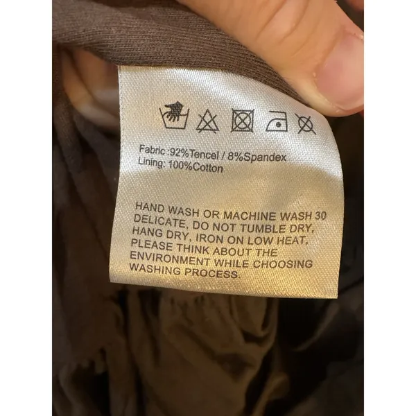 Saemdi Jeanette Drop-Waist Midi Dress Brown Size XS Bubble Hem Tencel - Image 8