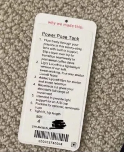 LULULEMON Power Pose Tank Top with Shelf Bra Black A/B Cup Luon Size 4 EUC - Image 7