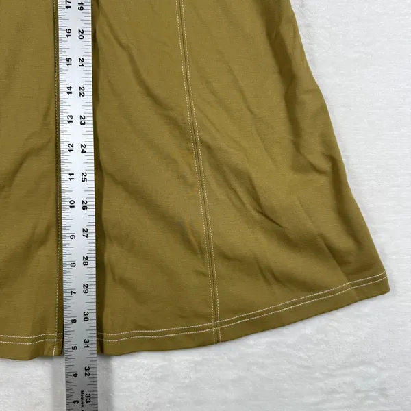 Urban Outfitters Olive Green Zip Front Mini Dress Cap Sleeve Contrast Stitch S‎ - Image 5