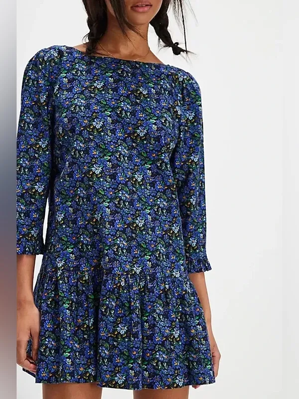 NEW $128 Free People The Avenue Mini Dress Floral Cotton L - Image 3