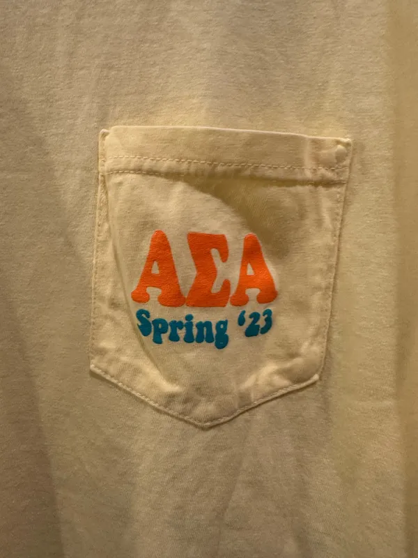 Comfort Colors Alpha Sigma Alpha Spring 2023 Pocket Tee - Image 3