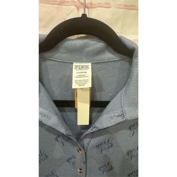 Victorias Secret Pink blue‎ long sleeve pijama top size large - Image 2