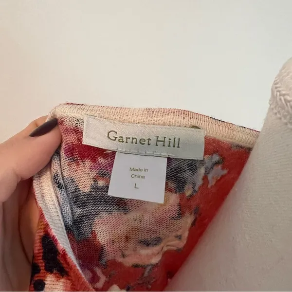 Garnet Hill Merino Wool Floral Knit Blouse Top Sweater Size Large - Image 4