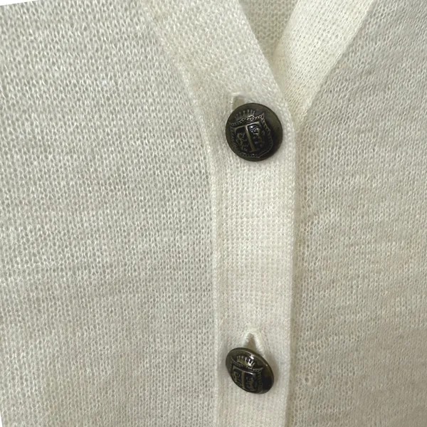 Talbots‎ Wool Mohair Lightweight Cardigan Sweater Sz S Ivory Old Money Classic - Image 2