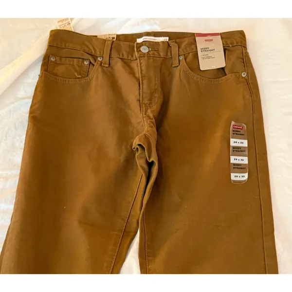 Levis Pants Womens Size 29 Brown Mid Rise Straight Twill Cotton 5 Pocket NWT - Image 4