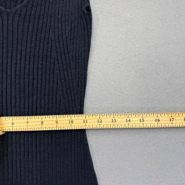 Club Monaco Womens Navy Blue Ribbed Linen Blend Tie Shoulder‎ Midi Dress Size M - Image 4
