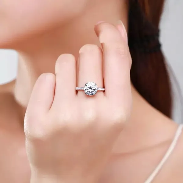 Sterling Silver SIZE 5 925 Luxury Sparkling Clear CZ Wedding Ring - Image 5