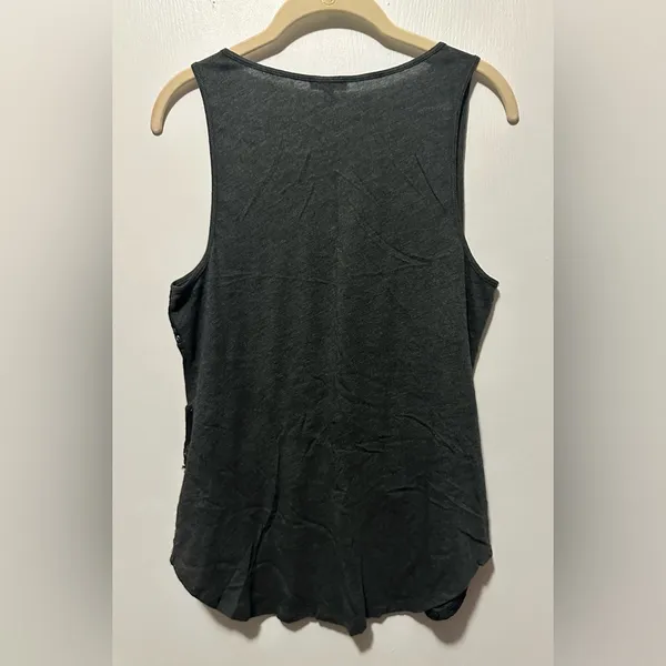 Express Black and Silver Sequin Tank Top - Image 2