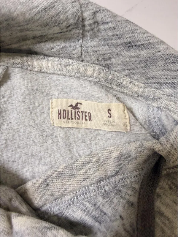 Hollister Women’s Gray Space Dye Pullover Hoodie Small Embroidered Logo Cozy - Image 5