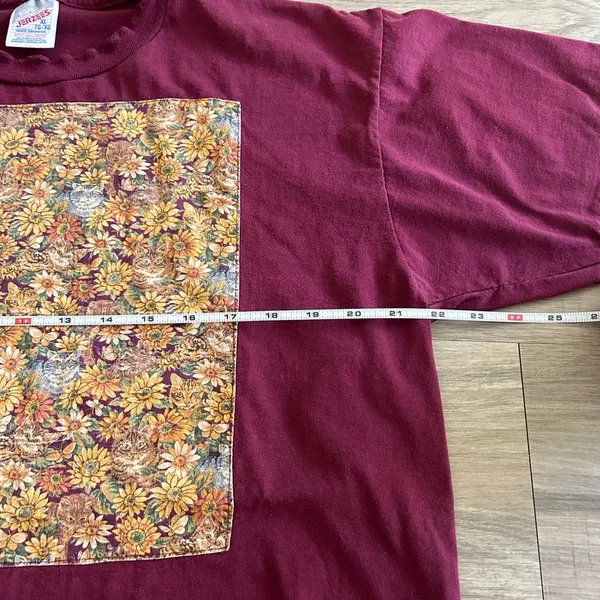 Vintage Jerzees Cat Sunflower Collage Tee XL - Image 5