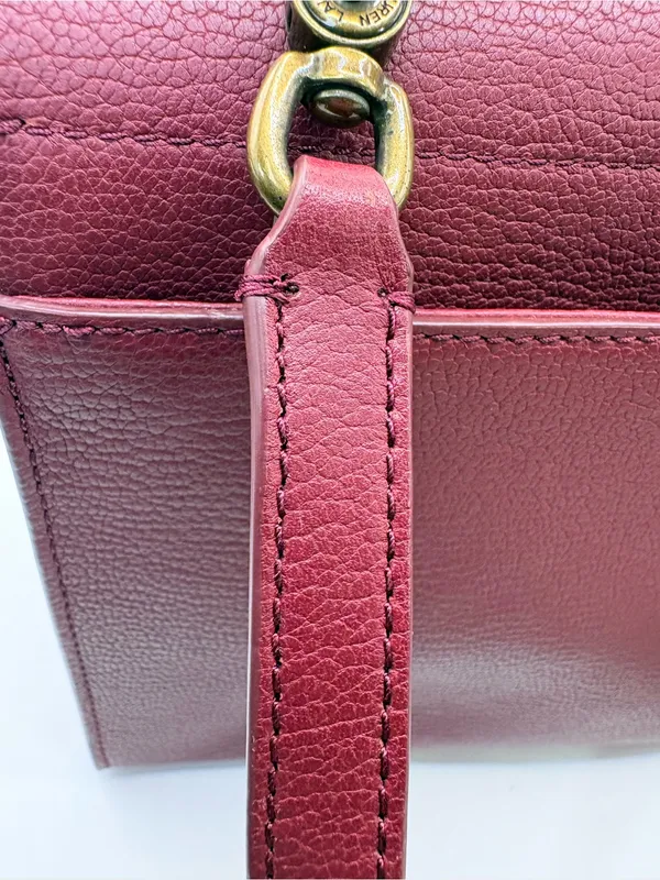 Lauren Ralph Lauren Burgundy Top-Handle Satchel with Gold Hardware - Image 7