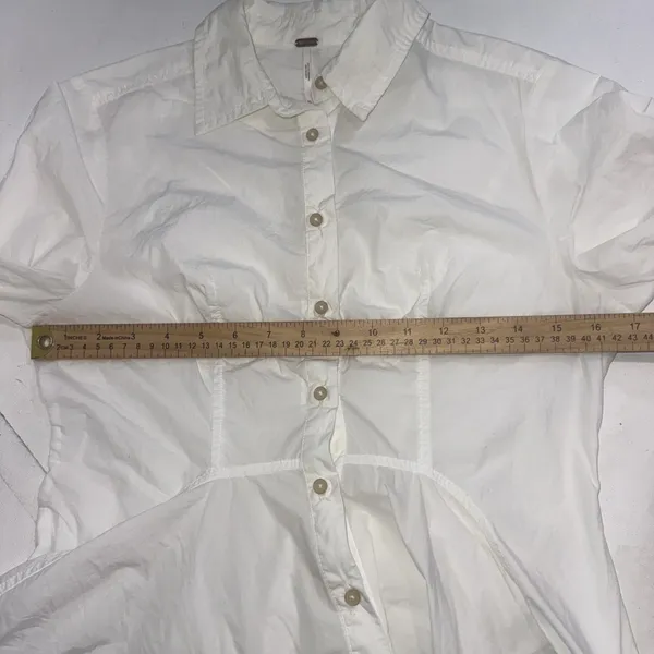 FREE PEOPLE White All The Time Tunic Peplum Button Up Boho Cottagecore Shirt XS‎ - Image 10