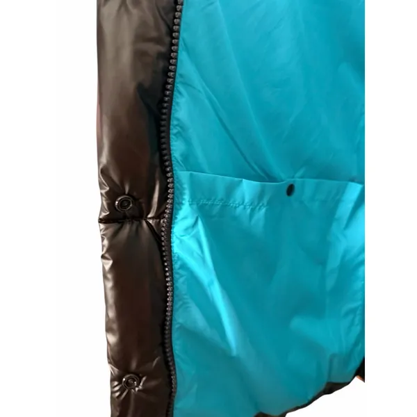 Fabletics Oversized Puffer Vest Cacao / Aqua Beach Medium - Image 4