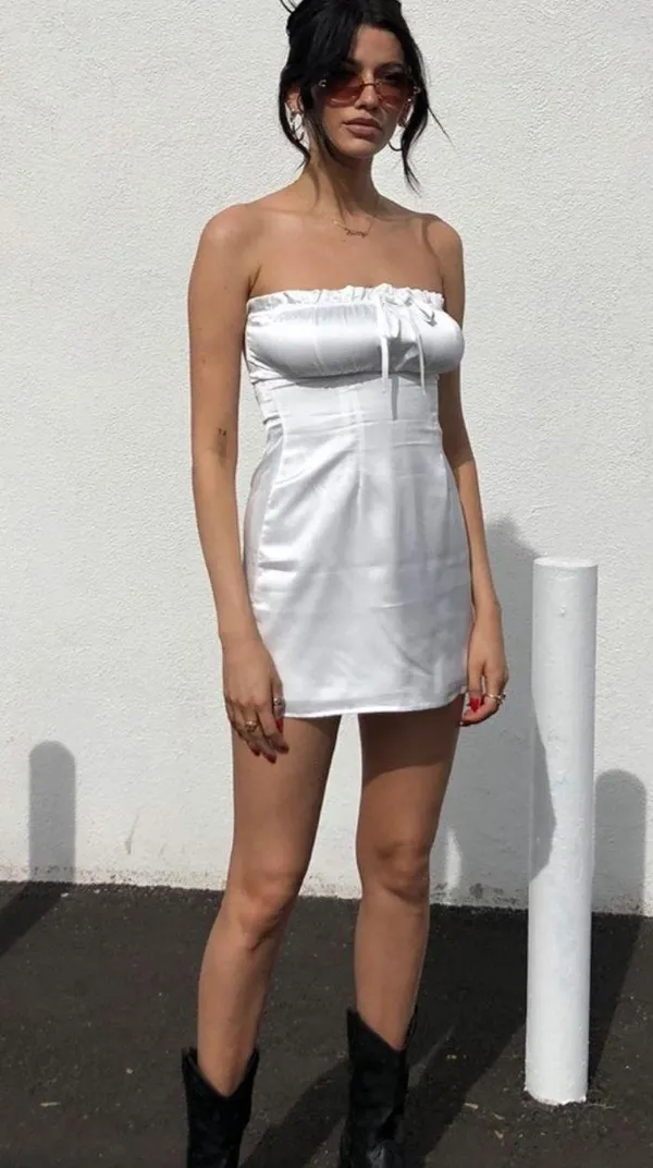 Princess Polly White Strapless Satin Dress - Image 5