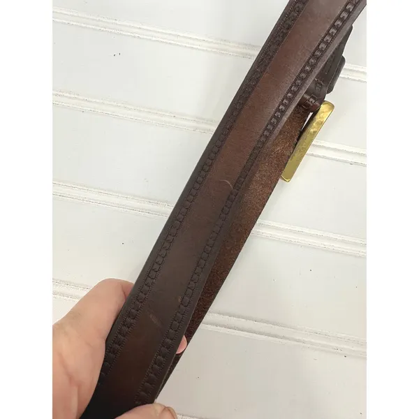 Vintage Guess Belt Unisex 38 Brown Leather Gold Buckle Made USA 90s Y2K Classic - Image 8