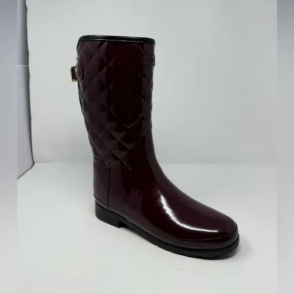 Hunter Refined Gloss Quilted Rain Boots Size US 8 - Image 2