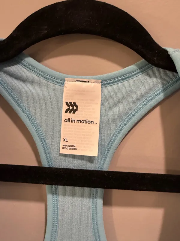 All In Motion Ribbed Padded Racerback Tank Top Blue - Image 4