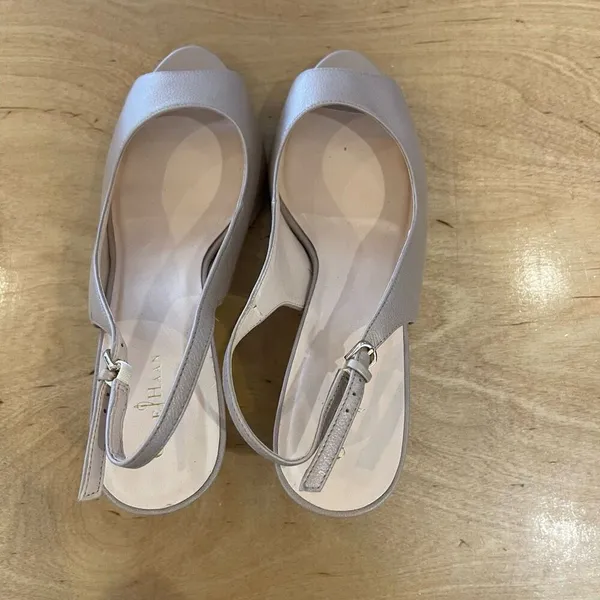 Cole Haan Womens‎ Leather Peep Toe Maya Slingback Heel Pumps Nude Size 9B NWOT - Image 4